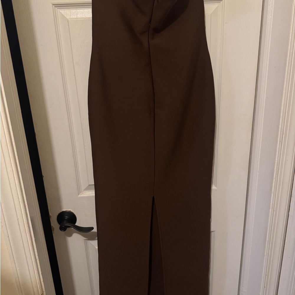 Chic Strapless Brown Dress - Picture 3 of 5